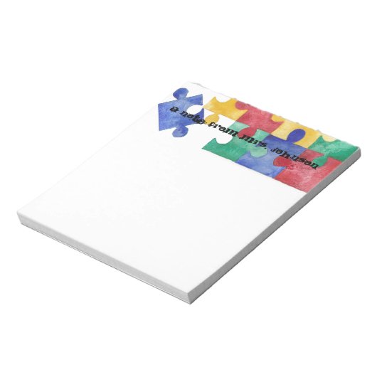Autism Awareness waterverf puzzle notitieblok (Linkerzijde)