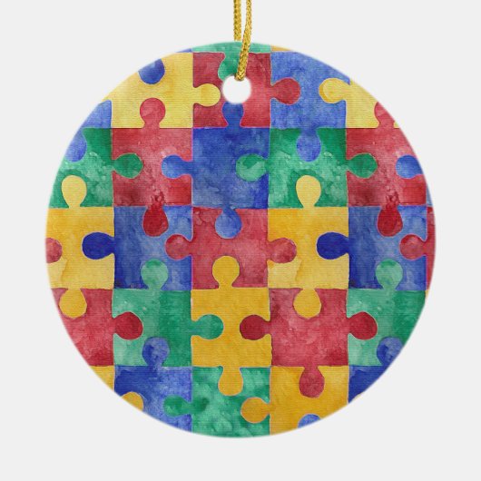 Autism Awareness waterverf puzzle ornaming Keramisch Ornament (Voorkant)