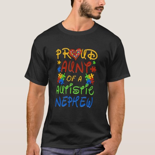 Autism Awareness Wear Proud Aunt Of Nephew Men Wom T-shirt (Voorkant)