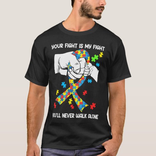 Autism Awareness You Will Never Walk Alone Support T-shirt (Voorkant)