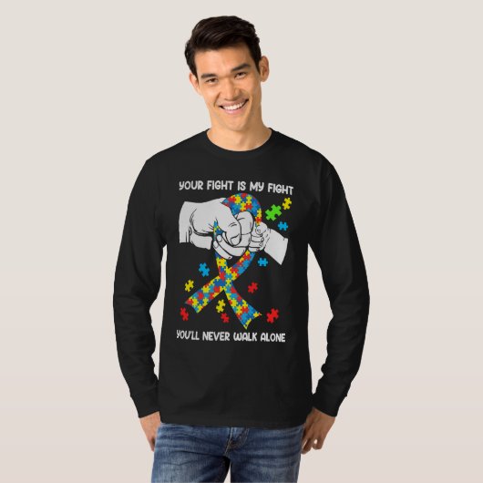 Autism Awareness You Will Never Walk Alone Support T-shirt (Voorkant volledig)