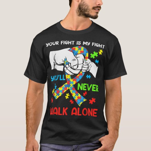 Autism Awareness You Will Never Walk-Alone Support T-shirt (Voorkant)