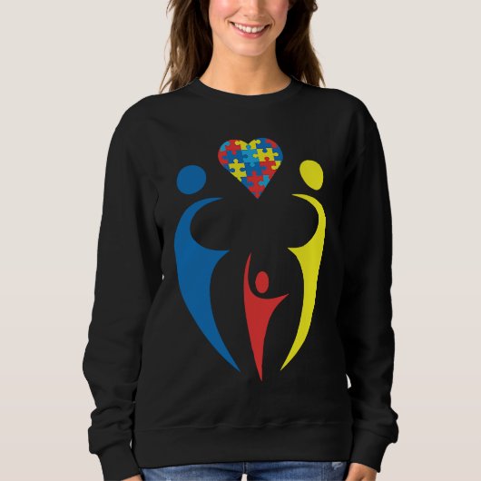 Autism Awarness Family Trio Heart Puzzle Design Trui (Voorkant)