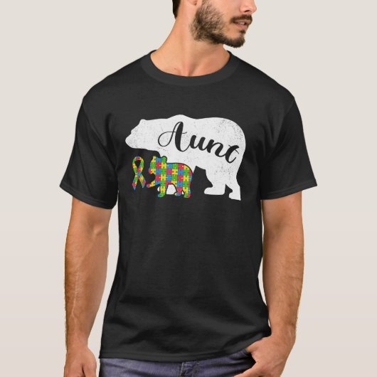 Autism Bear Aunt  Women's Autism Awareness Aunties T-shirt (Voorkant)