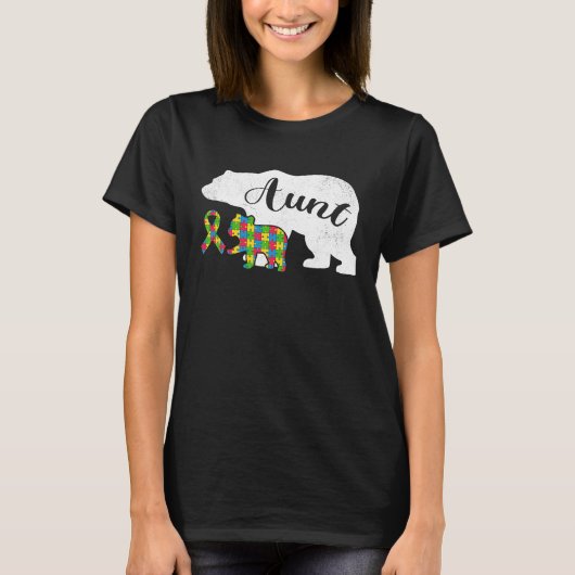 Autism Bear Aunt  Women's Autism Awareness Aunties T-shirt (Voorkant)