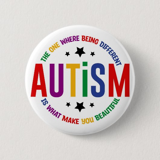Autism: Being Different Makes You Beautiful Pin Ronde Button 5,7 Cm (Voorkant)