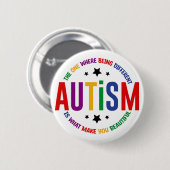 Autism: Being Different Makes You Beautiful Pin Ronde Button 5,7 Cm (Voorkant /achterkant)
