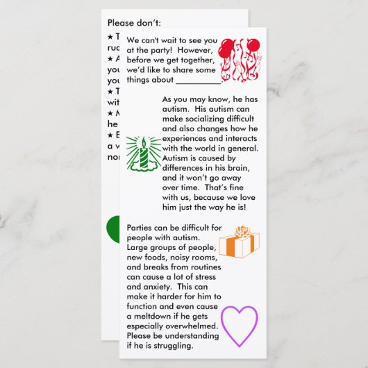 Autism Birthday Boy Flat Card (Voorkant / Achterkant)