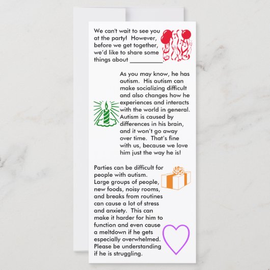 Autism Birthday Boy Flat Card (Voorkant)