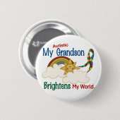 Autism BRIGHTENS MY WORLD 1 Grandson Ronde Button 5,7 Cm (Voorkant /achterkant)