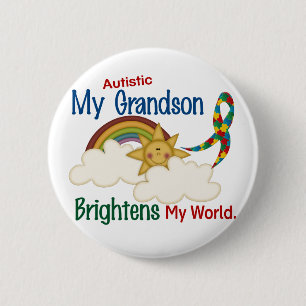 Autism BRIGHTENS MY WORLD 1 Grandson Ronde Button 5,7 Cm