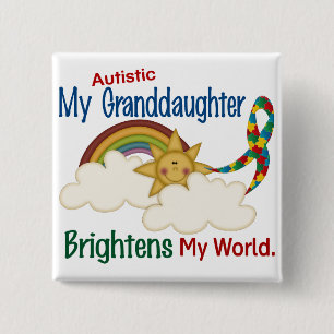 Autism BRIGHTENS MY WORLD 1-kleindochter Vierkante Button 5,1 Cm