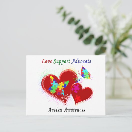 Autism Butterflies in het hart Briefkaart (Staand voorkant)