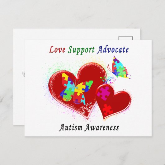 Autism Butterflies in het hart Briefkaart (Voorkant / Achterkant)