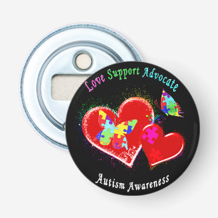 Autism Butterflies in het hart Button Flesopener
