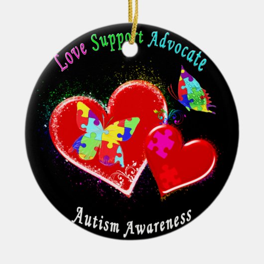 Autism Butterflies in het hart Keramisch Ornament (Voorkant)