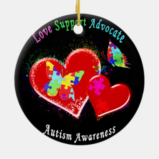 Autism Butterflies in het hart Keramisch Ornament (Achterkant)