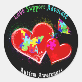 Autism Butterflies in het hart Ronde Sticker