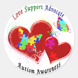 Autism Butterflies in het hart Ronde Sticker