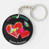 Autism Butterflies in het hart Sleutelhanger (Achterkant)