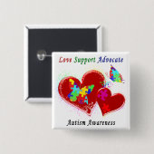 Autism Butterflies in het hart Vierkante Button 5,1 Cm (Voorkant /achterkant)
