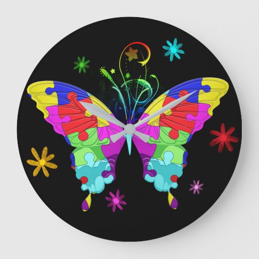 Autism Butterfly Grote Klok (Voorkant)