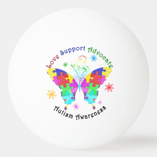 Autism Butterfly Pingpongbal (Achterkant)