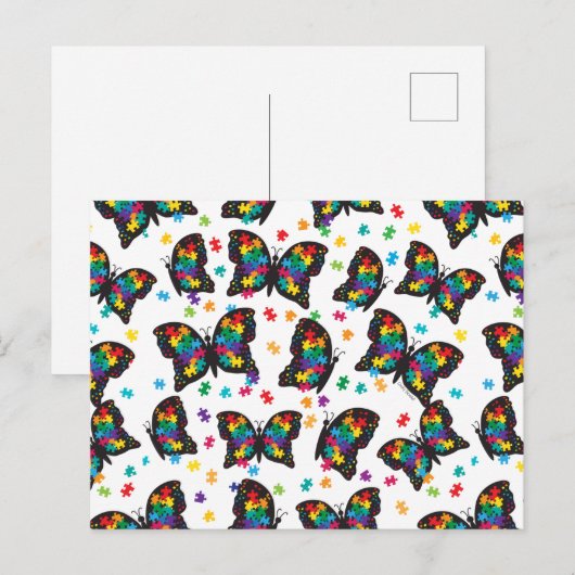Autism Butterfly Puzzle Pattern Aankondigingskaart (Voorkant / Achterkant)