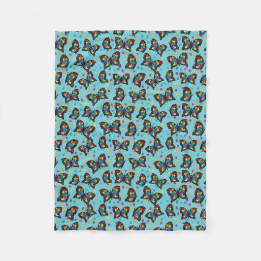 Autism Butterfly Puzzle Pattern Fleece Deken (Voorkant)