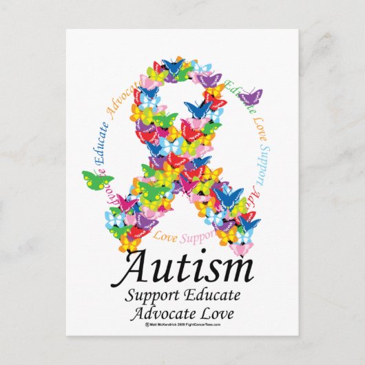 Autism Butterfly Ribbon Briefkaart (Voorkant)