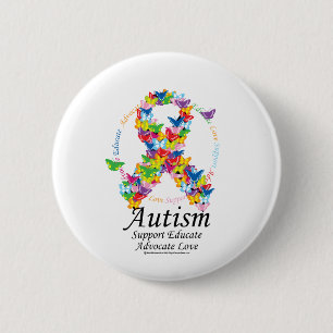 Autism Butterfly Ribbon Ronde Button 5,7 Cm