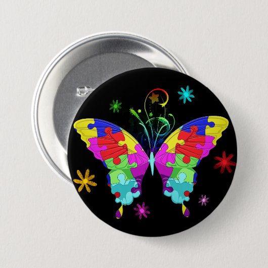 Autism Butterfly Ronde Button 7,6 Cm (Voorkant /achterkant)