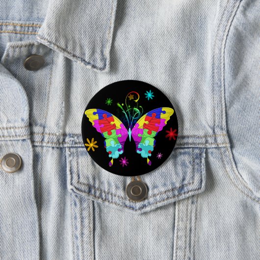 Autism Butterfly Ronde Button 7,6 Cm (In situ)