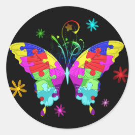 Autism Butterfly Ronde Sticker