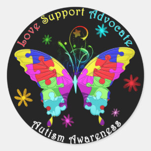 Autism Butterfly Ronde Sticker