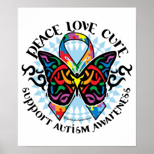 Autism Butterfly Tribal 2 Poster