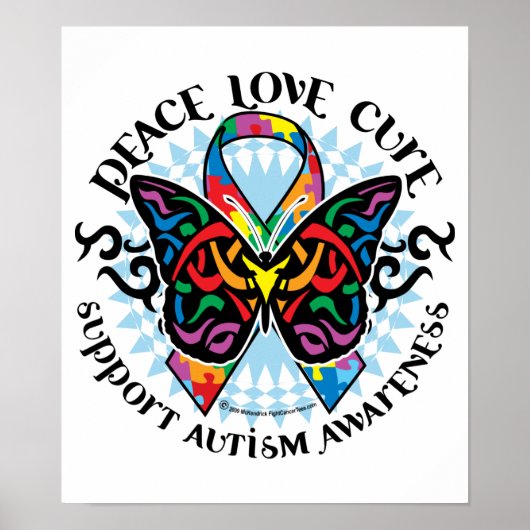 Autism Butterfly Tribal 2 Poster (Voorkant)