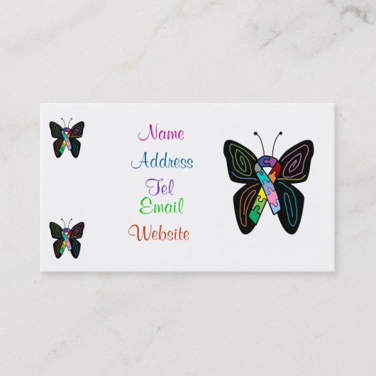 Autism Butterfly visitekaartjes (Voorkant)