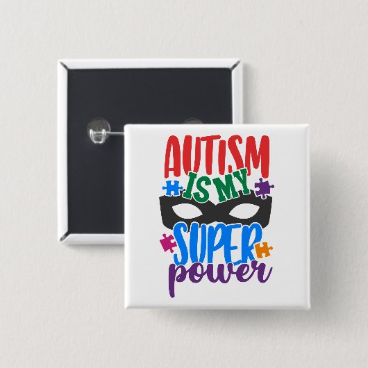 Autism-Button Vierkante Button 5,1 Cm (Voorkant /achterkant)