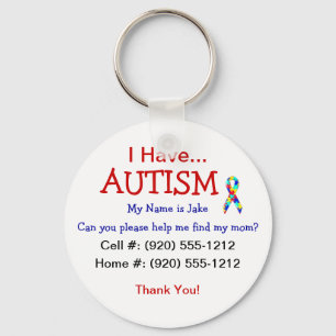 Autism Child ID Zipper Pull (Changeble-tekst) Sleutelhanger