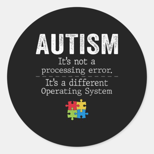 Autism citeert het geen Autism A van de verwerking Ronde Sticker (Voorkant)