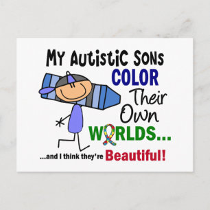 Autism COLOR HUN EIGEN WORLDS Sons Briefkaart