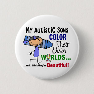 Autism COLOR HUN EIGEN WORLDS Sons Ronde Button 5,7 Cm