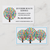 Autism Colorful Jigzaag Puzzle Tree Visitekaartje (Voorkant / Achterkant)