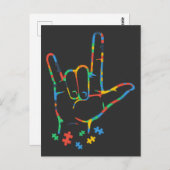 Autism Colorful Puzzle ASL Hand Sign Language Briefkaart (Voorkant / Achterkant)