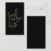 Autism Colorful Puzzle ASL Hand Sign Language Visitekaartje (Voorkant / Achterkant)