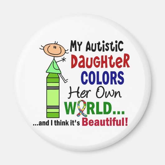 Autism COLORS HAAR EIGEN WERELDauchter Magneet (Voorkant)