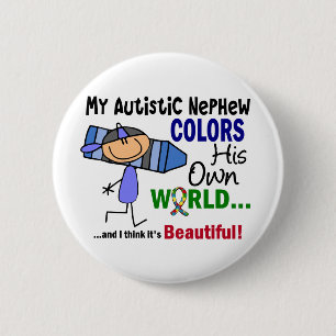 Autism COLORS ZIJN EIGEN WERELD Nephew Ronde Button 5,7 Cm