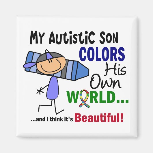 Autism COLORS ZIJN EIGEN WERELDZoon Magneet (Voorkant)