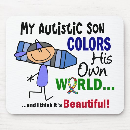 Autism COLORS ZIJN EIGEN WERELDZoon Muismat (Voorkant)